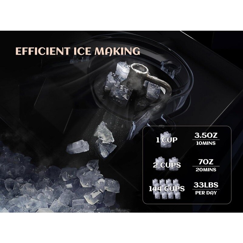 Ecozy Nugget-cubitos de hielo masticables para máquina de hielo, salida diaria de 33 libras, carcasa de acero inoxidable