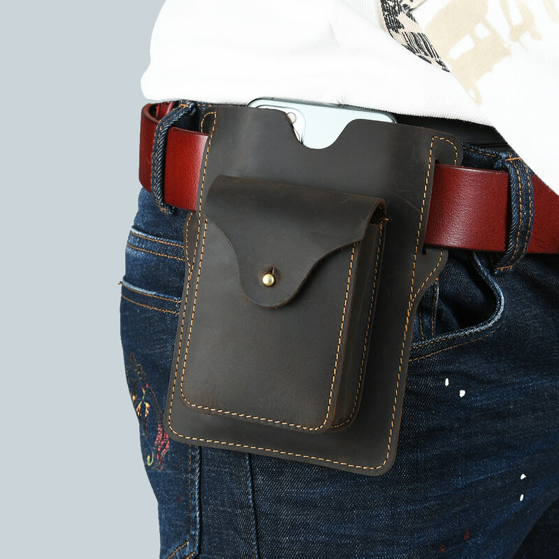 メンズ本革スポーツポケット,携帯電話収納ポケット,メンズレザーベルト,超薄型ポケット