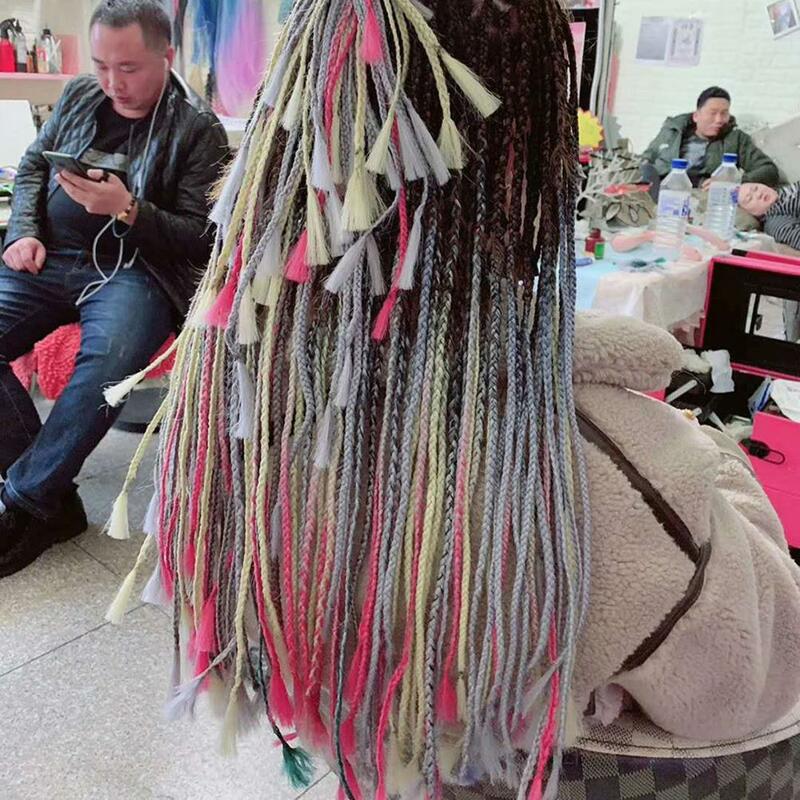 Jumbo extensão de cabelo trançado sintético para mulheres, peruca de cor gradiente, trança, ombre, moda, 24"