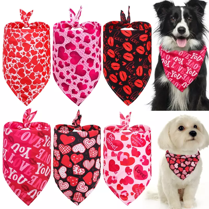 Бандана для собак, 30 шт., товары для домашних животных на День святого Валентина, банданы для любимых собак, шарф, аксессуары для собак из полиэстера, для маленьких собак