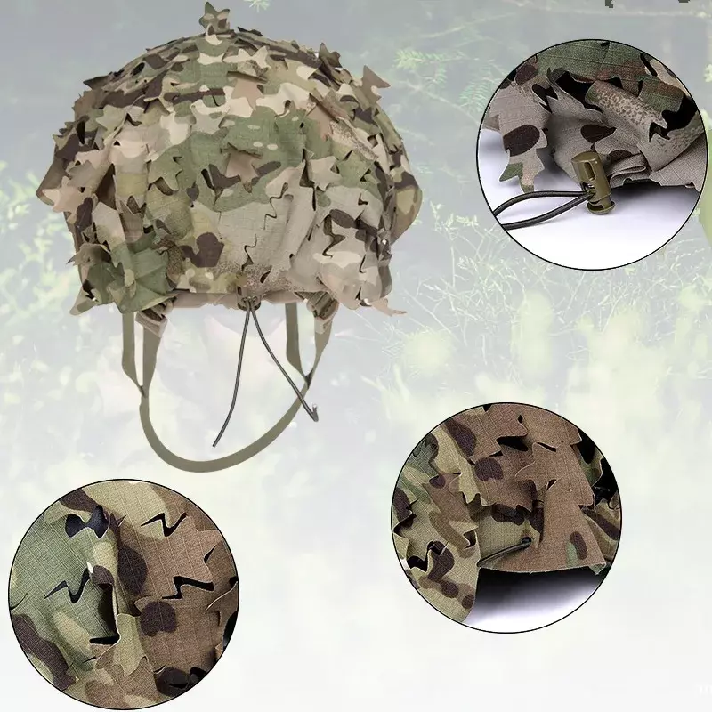 Juste de casque en maille pour airsoft, camouflage 3D, découpé au laser, en forme de cuir chevelu, pour paintball, parachutiste, chasse, accessoires