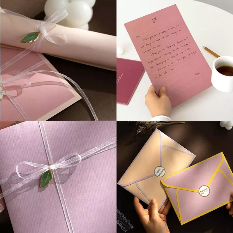 Ins Floral Ins Envelopes com Adesivos, Kawaii Carta Pads, Festa De Casamento Convites Cartões, Papelaria Coreano, DIY, 12 Pcs por Conjunto
