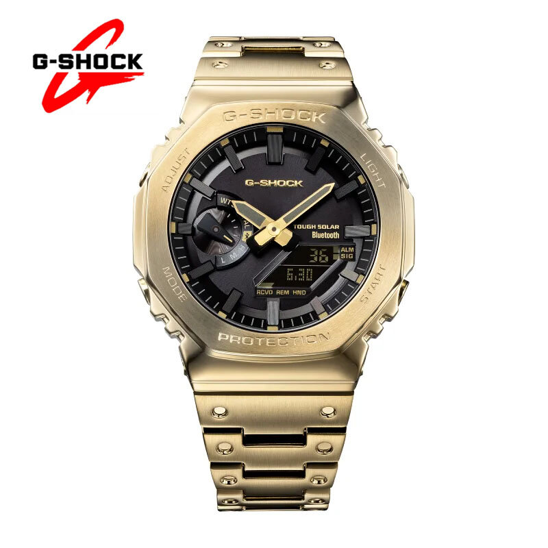G-SHOCK-Relógio masculino de aço inoxidável, relógio de quartzo, multifuncional, à prova de choque, display duplo, moda casual, novo