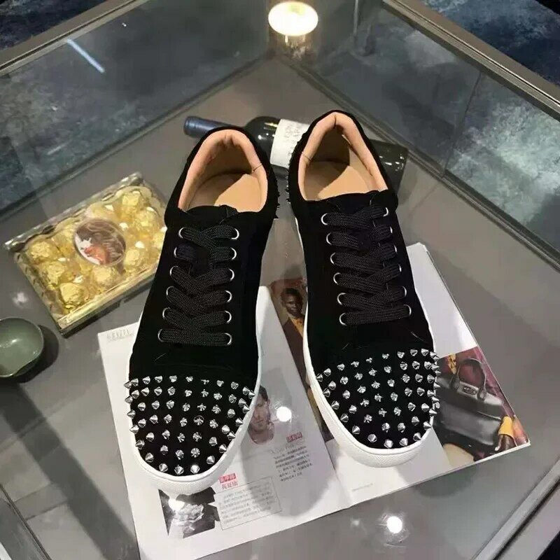 Luxury Designer Casual Shoes Men's Casual Shoes Low Top Red Bottom Breathable Willow Nail Hair Stylist's Board Shoes