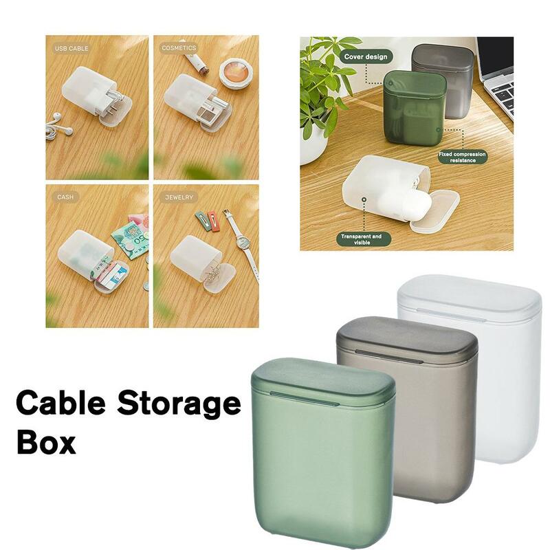 Portable Data Cable Storage Box With Cover Headphone Charger Mobile Phone Travel Transparent Wire Container Box For Office F5x7