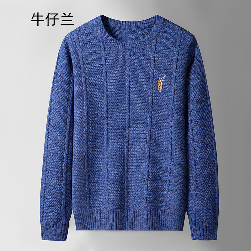Knitted Pullovers Man Clothing Autumn O Neck Knitwear Mens Sweater Outwear Pattern Embroidery Top