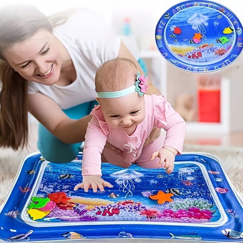 Infinno Inflável Tummy Time Mat, Premium Baby Toys, Water Play Mat para Bebês e Crianças