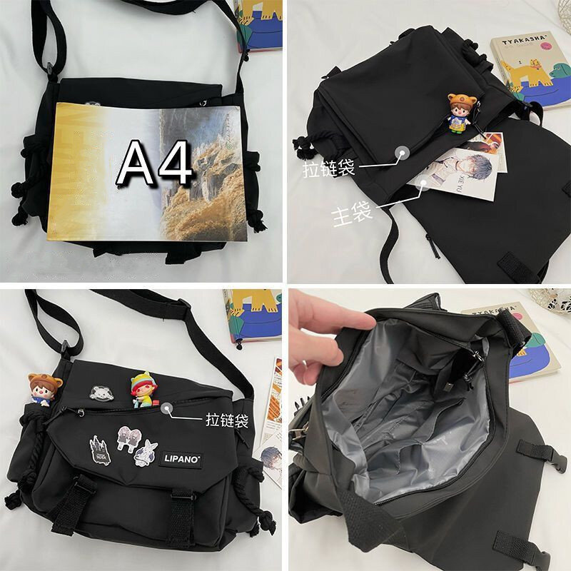 Japanse Eenvoudige Messenger Bag Koreaanse Tas Student Nylon Waterdichte Canvas Tas Crossbody Tassen Voor Vrouwen Boekentassen