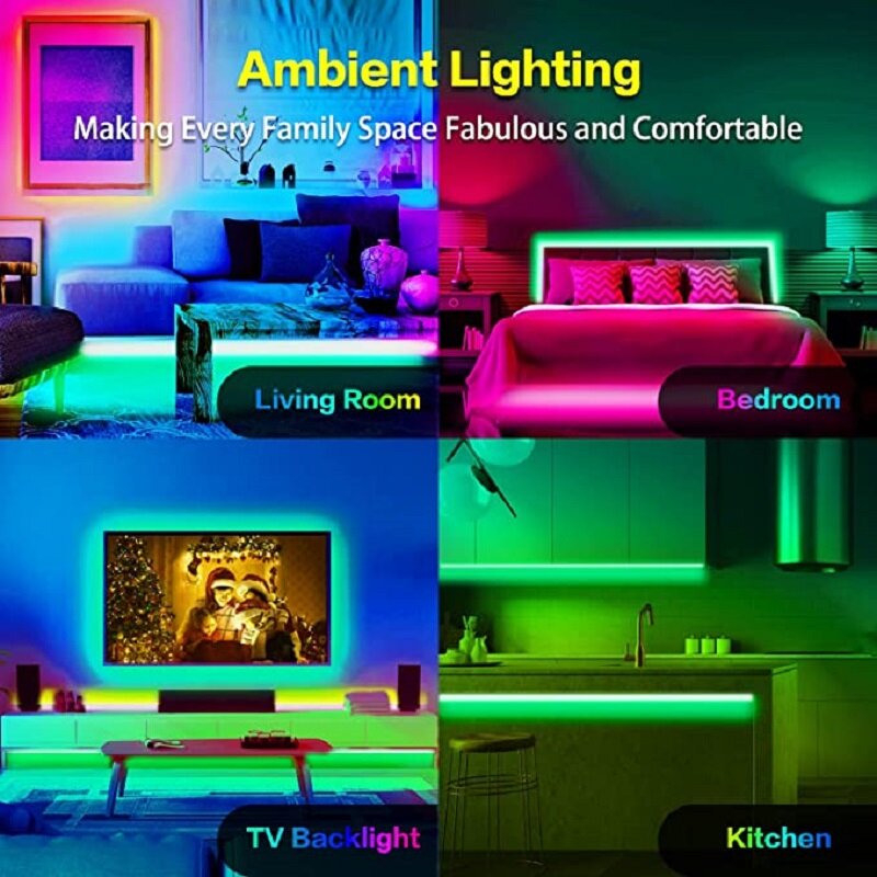 Kit Pengontrol WIFI Lampu Neon RGB Kontrol Aplikasi 5050 Dekorasi Kamar Latar Belakang TV 12V Lampu Strip LED Pita Alexa Magic Rumah