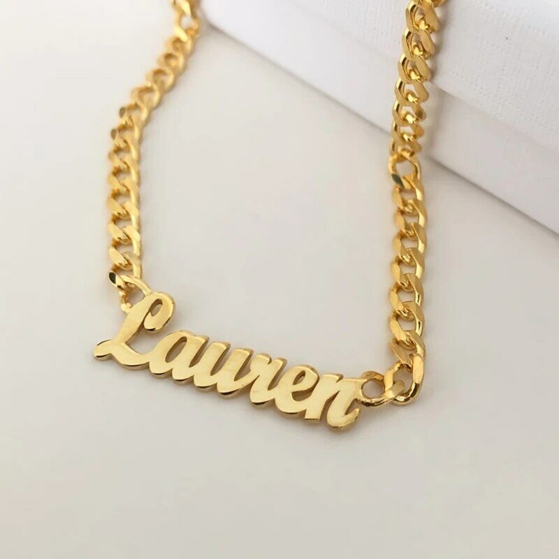 Cool Children Custom Name Necklace 4MM Cuban Chain Punk Rock Handsome Boy Girl Nameplate Pendant Necklace Birthday Gifts