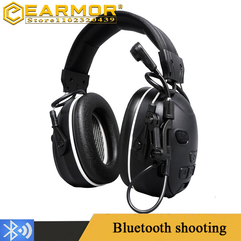 Earmor c51 bluetooth com cancelamento de ruído fones de ouvido tiro militar earmuffs nrr26 tático ativo proteção auditiva
