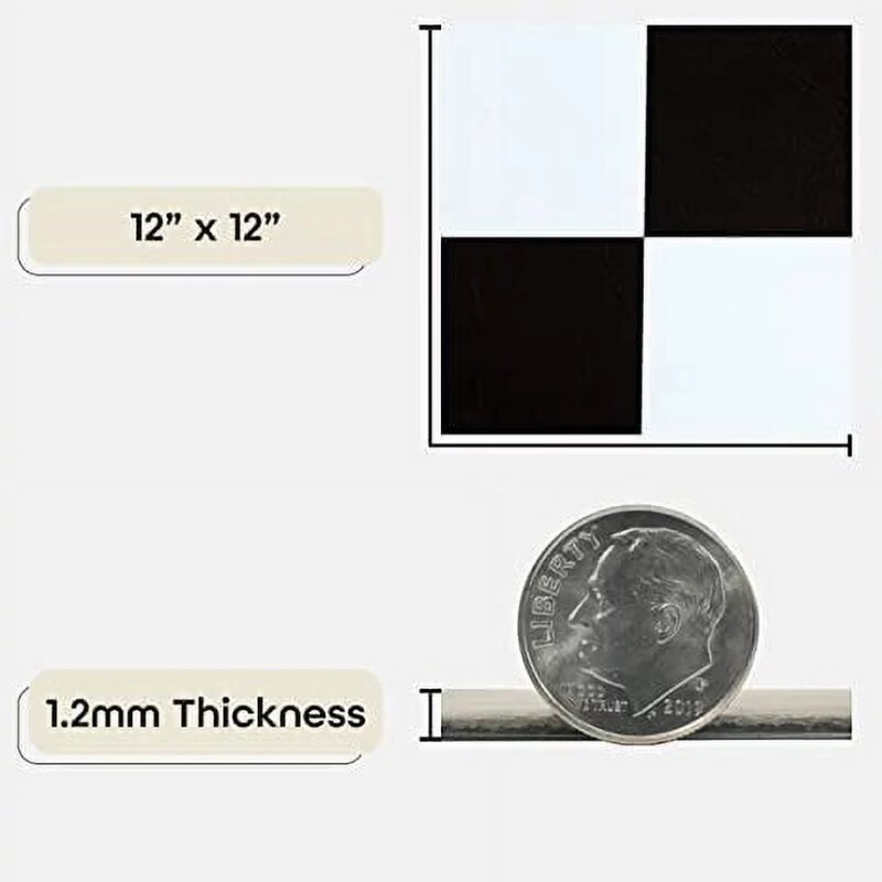 بلاط أرضيات من الفينيل ، قشر وعصا ، أسود وأبيض ، ، من 20 قدمًا مربعًا ، 12 في 12 بوصة