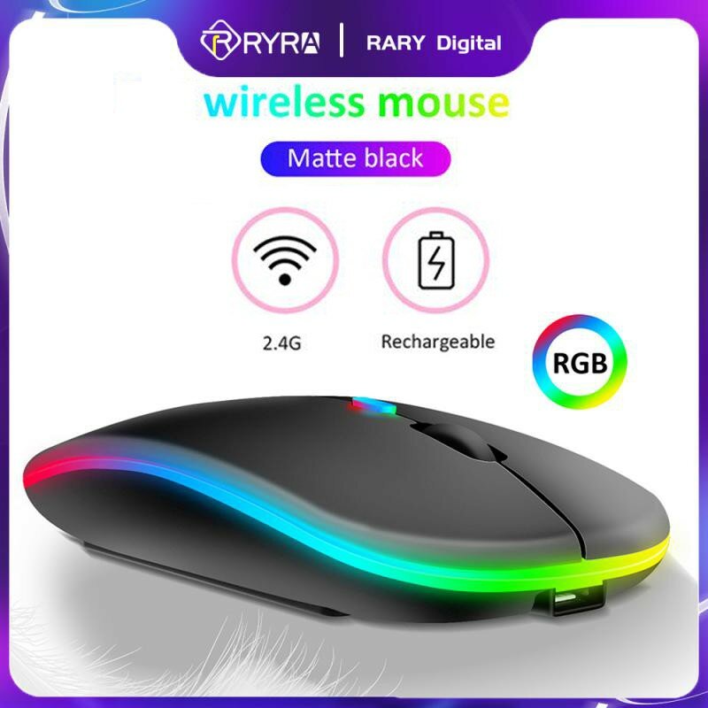 2,4 GHz Drahtlose Maus Wireless Computer Stille Mause 1600 DPI Mäuse Mit RGB Hintergrundbeleuchtung Ergonomische Maus Für Windows Android IPadOS