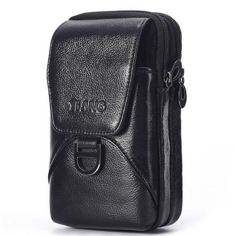 New Men's Waist Bag Genuine Leather Fashion Cell Mobile Phone Case  Bag Fashion Men Belt Hook Pack Fanny  Pouch
