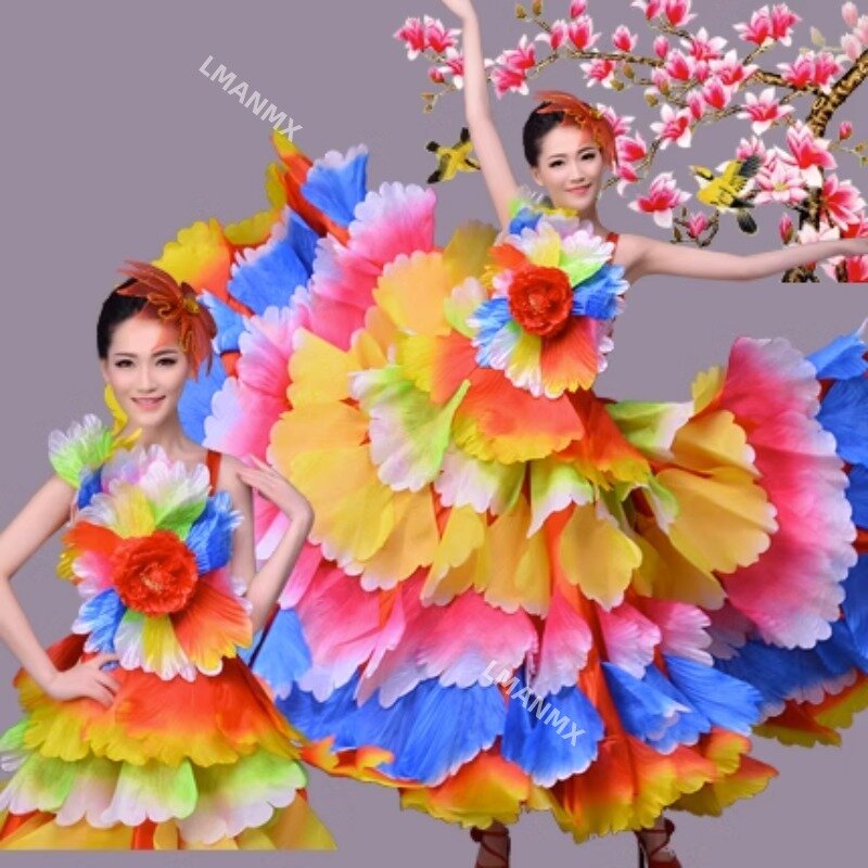 Vestidos de Flamenco español de 360 grados, traje de escenario para mujer, vestido de baile de corrida de Toro, bata larga, disfraz de Flamenco para niña