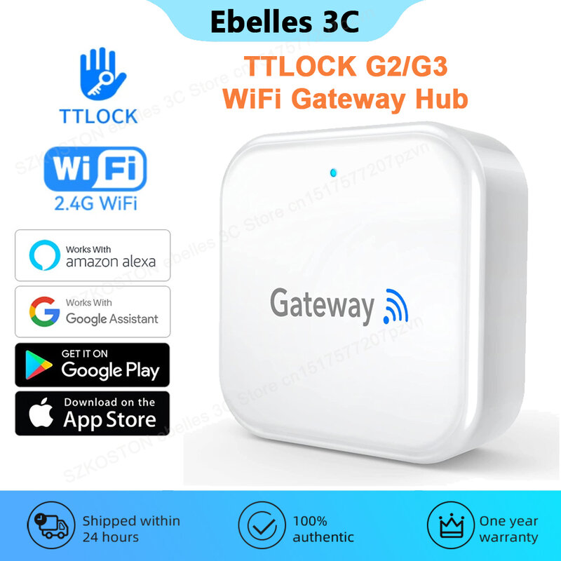 TTLOCK APP G2/G3 Hub Gateway WiFi, kunci pintu pintar Buka kunci Bluetooth ke Wi-Fi, konverter jembatan rumah pintar suara untuk Alexa Google