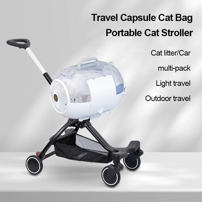 Sac de capsules pour animaux de compagnie, chariot pour animaux de compagnie, portable, module d'espace transparent, voyage, 2 en 1, grande capacité