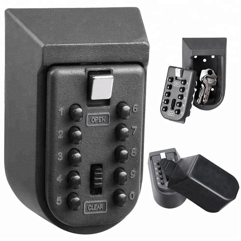 Caja de Seguridad para llaves montada en la pared, Mini gabinete de almacenamiento de llaves con contraseña, caja de almacenamiento de llaves de Metal con cubierta impermeable