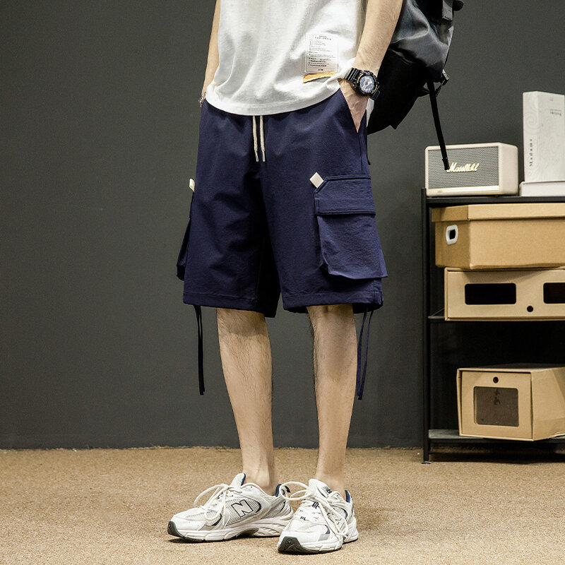 Шорты-карго Y2K мужские спортивные, свободные повседневные короткие штаны, модные комбинезоны в Корейском стиле, уличная одежда с несколькими карманами, 2024