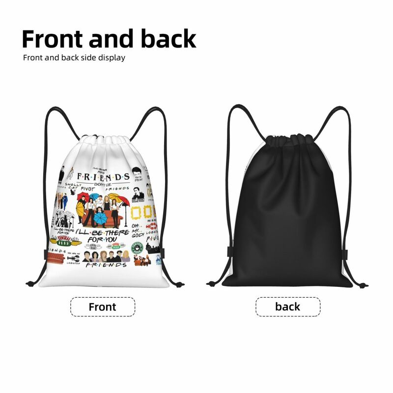 Funny TV Show Friends Collage Drawstring Backpack Sports Gym Bag for Men Women Shopping Sackpack