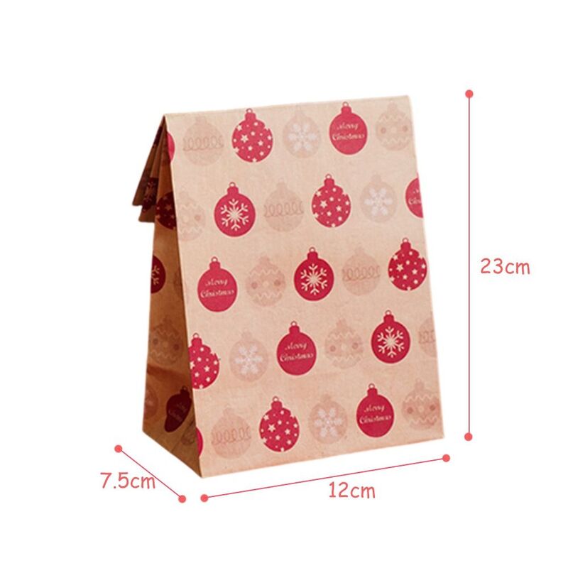 Sacos De Presente De Papel Kraft Do Feliz Natal, Sacos De Presente De Doces De Árvore De Natal, Snowflake Holiday Wrapping Treat Bags