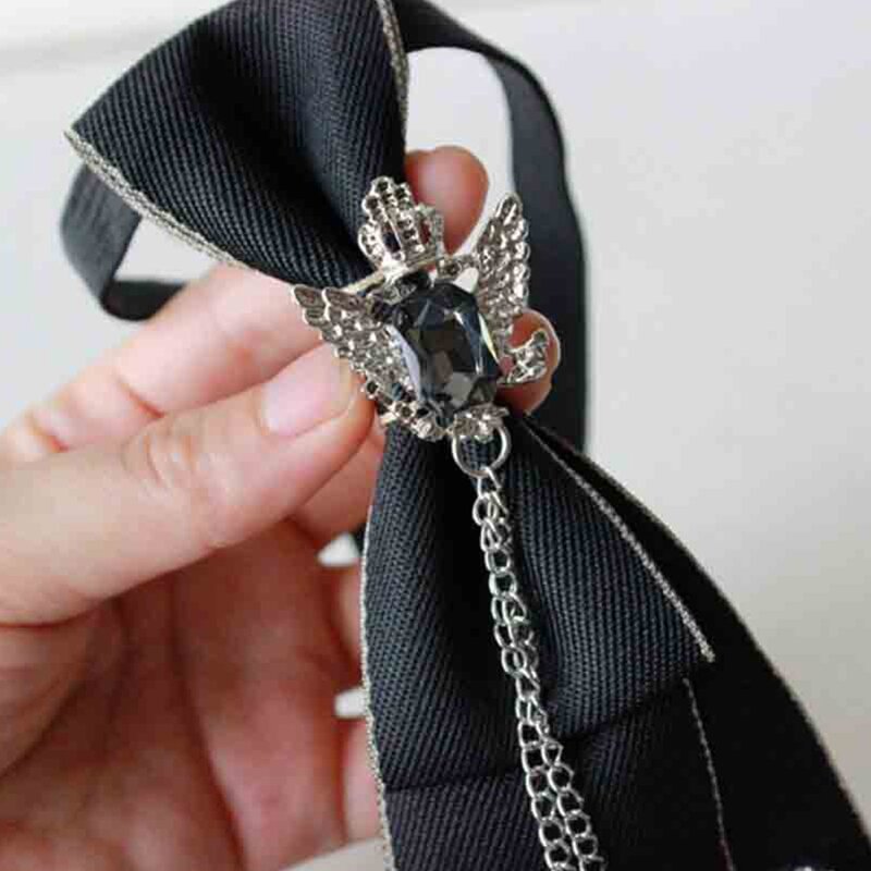 Men Women Vintage Adjustable Necktie Gothic for Rhinestone Metal Chain Bow Tie Pre-Tied Luxury Wedding Decorative Jewelry Bowt