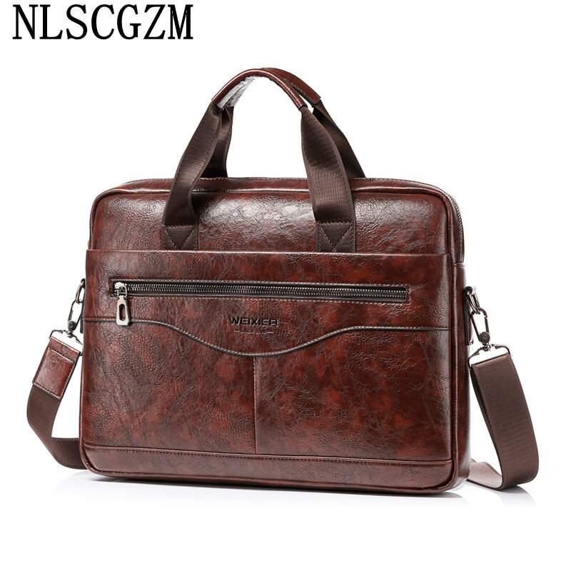 Портфель мужской кожаный для ноутбука, дизайнерский саквояж кросс-боди, Офисная сумка для ноутбука