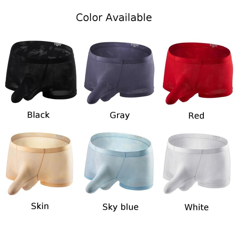 Sexy Men Seamless Underwear Boxer Briefs Ice Silk Smooth Shorts Panties Bulge Pouch Underpants Cuecas Masculinas