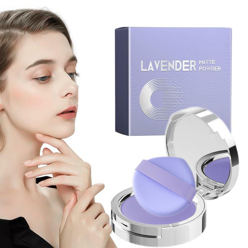 ラベンダー-女性と女の子のためのマットフェイスマスク,化粧品の長持ちするオイルコントロール,ミニパウダーパフ,10g