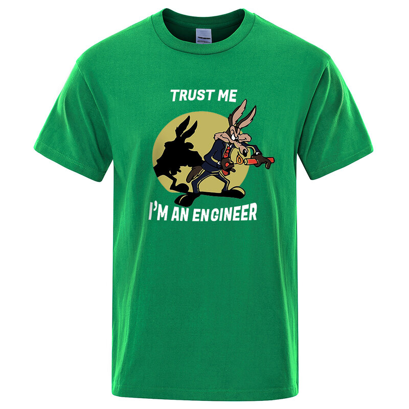 Kaus Trust Me Im An Engineer untuk Pria Kaus Vintage Katun Murni Kaus Teknik Leher Bulat Pakaian Pria Klasik Ukuran Besar
