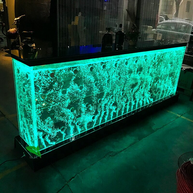 Design del bancone bar del ristorante con illuminazione acrilica a LED rettangolare personalizzato, mobili da bar e lounge