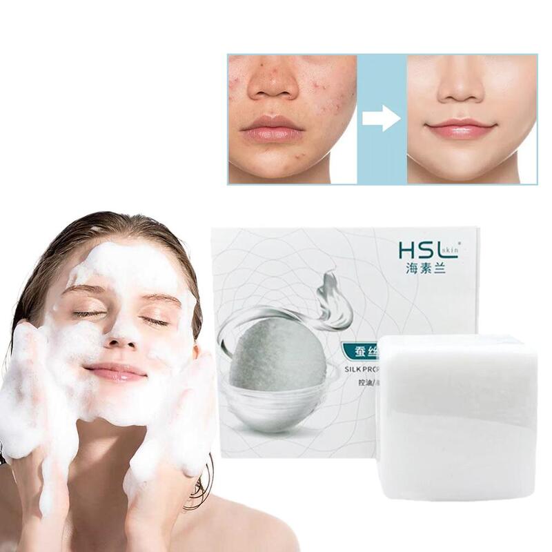 Goat Milk Soap Silk Protein Mask Soap Remove Blackhead Deep Whitening Oil Care Control Skin Moisturizer Body Acne Cleaning E5B0