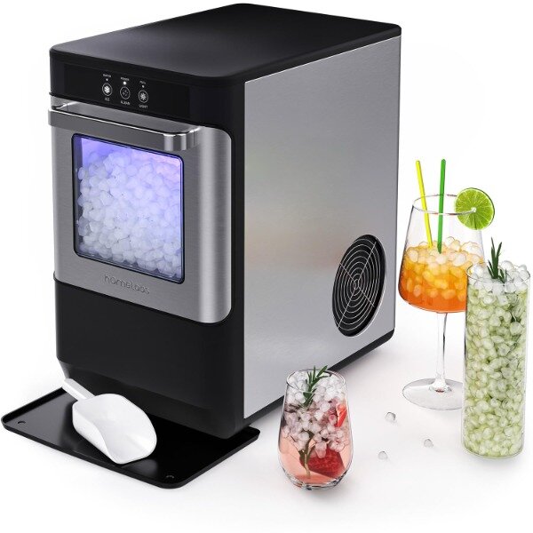hOmeLabs Countertop Nugget Ice Maker - Stainless Steel with Touch Screen - Portable and Compact - Chewable Nugget