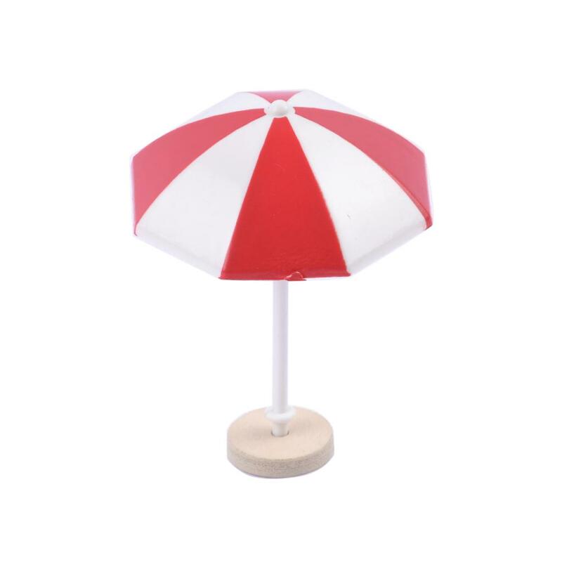2x Diy Handgemaakte Poppenhuis Strand Miniatuur Paraplu Zonnescherm Modellen Rood + S