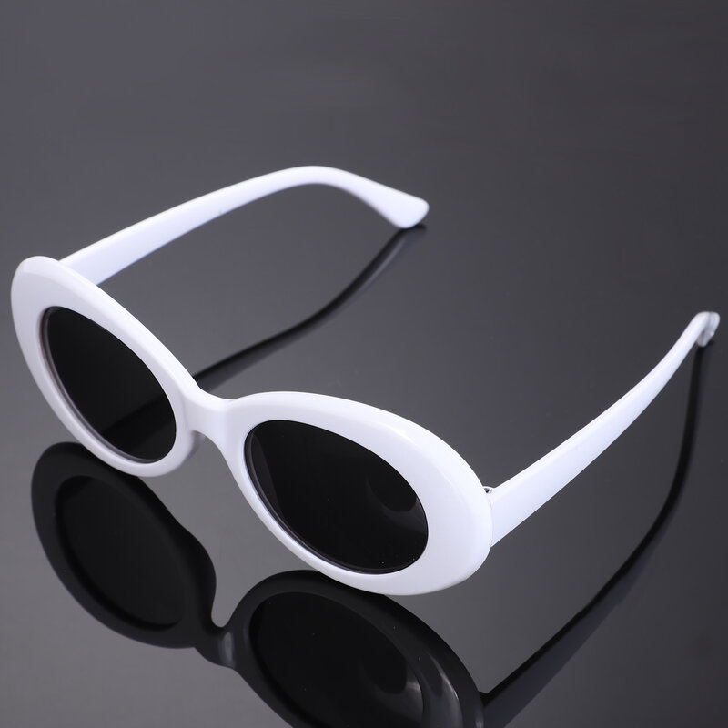 Kacamata hitam Oval Vintage kacamata hitam Retro pria wanita modis kacamata UV400 kaca putih S17022