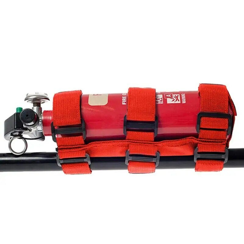 Soporte de extintor de incendios con barra enrollable, soportes de correa ajustables, soporte de montaje multifuncional para extintor de menos de 3,3 libras