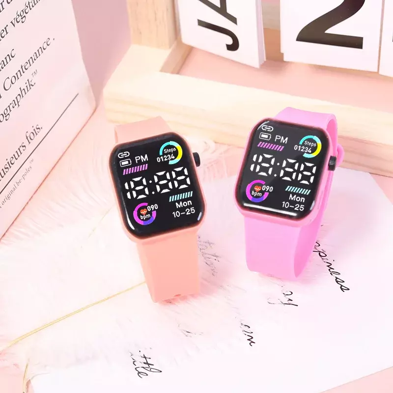 Simulated Smart Children Electronic Watch LED Large Screen Digital Square Sports Clock Kids Wristwatches for Boys Girls Gift
