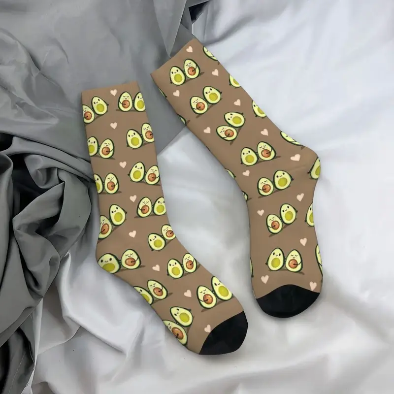 Two Halves Avocado Couple Pattern Socks Harajuku Sweat Absorbing Stockings Long Socks Accessories for Unisex Birthday Present