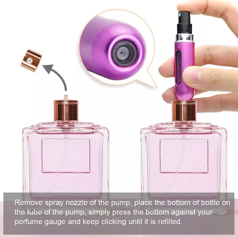 Mini vaporisateur de parfum portable, d'extraction atomiseur en aluminium, aste, quotidien, pour voyage, 5ml/8ml