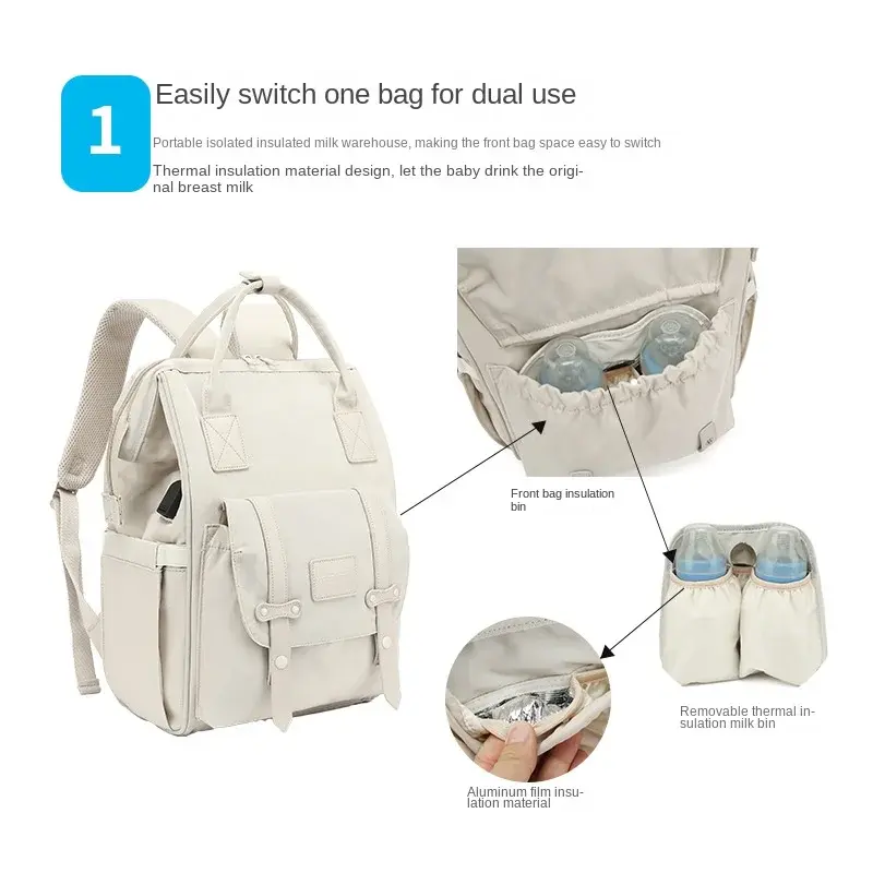 กระเป๋าผ้าอ้อมเด็กกระเป๋าคุณแม่กระเป๋าเป้สะพายหลังกันน้ำกระเป๋าถือใส่ของเดินทางกลางแจ้ง tas bersalin คุณแม่สำหรับของเด็ก