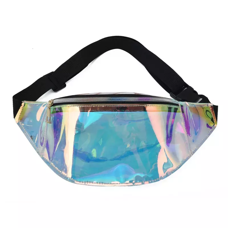 Saco de cintura feminina tpu viagem mini fanny pacote reflexivo translúcido laser bolsa para o sexo feminino