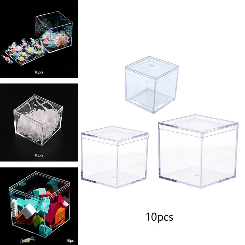 10 Pieces Mini Acrylic Display Case Organizer Cube Container for Doll Collectibles Toys