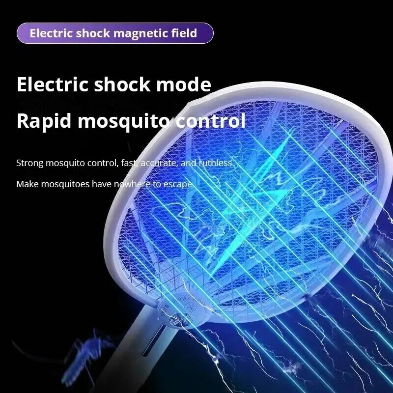 1st Nieuwe Mosquito Killer Lamp USB Oplaadbare Elektrische Opvouwbare Mosquito Killer Racket Fly Swatter 3000V Afstotende Lamp