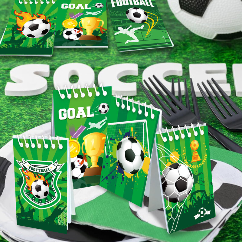 BANBALLON 12pcs Soccer Mini Notepads Soccer Themed Notebooks Soccer Party Favors Set with Spiral Notebooks in 6 Style for Teache
