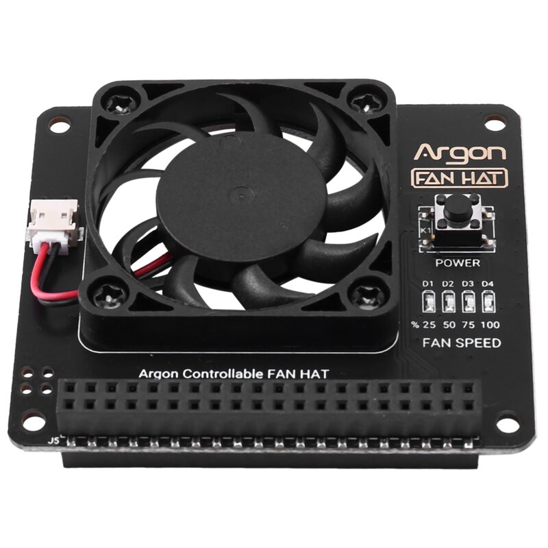 Argon Fan HAT for Raspberry Pi 4/ 3 Cooling Fan with Software Adjustable Speed / 40mm Big Fan for Raspberry Pi4