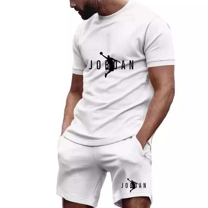 Camiseta e shorts de manga curta masculina, conjunto de moda fitness, roupa esportiva de secagem rápida, casual, novo, 2 peças, 2024