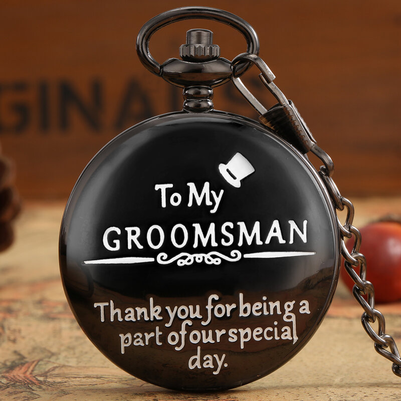 Al mio Groomsman grazie per essere parte del nostro giorno speciale orologio da tasca in bronzo/quarzo nero regali di nozze Vintage