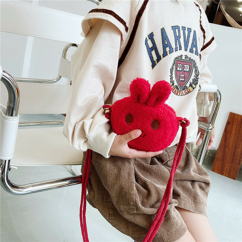 Bolso de hombro de felpa de dibujos animados de estilo japonés para mujer, bolso cruzado para niña pequeña, bolso lindo para niño