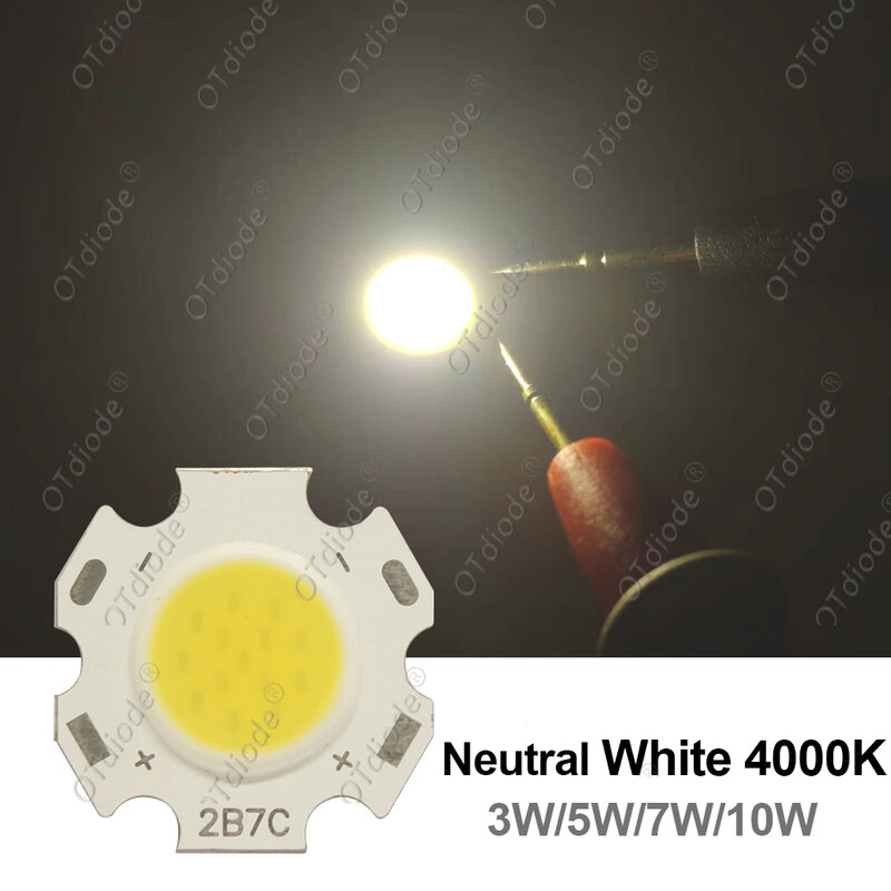 Bombilla LED COB de alta potencia, 20 piezas, 20mm, 3W, 5W, 7W, 10W, 250mA, Chip de fuente de diodo, interior de 11mm, foco blanco frío y cálido