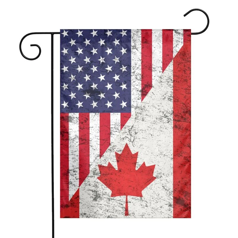 EUA Canadá Amizade Jardim Bandeiras de Estados Unidos da América Nacional Decorativa Dupla Face Bandeira Quintal para Pátio ao ar livre Gramado